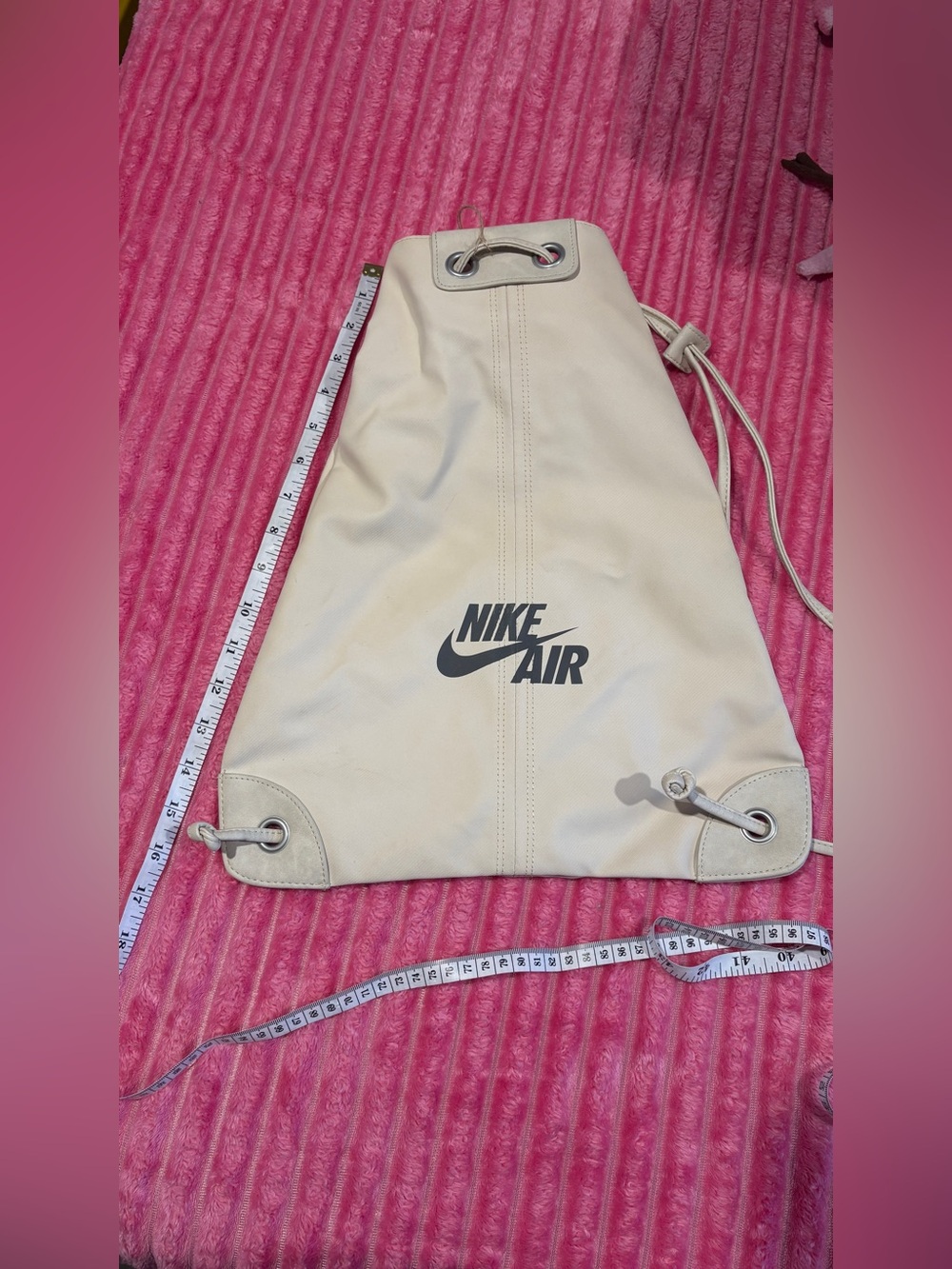 Vintage 2005 Nike Air Cream Drawstring Backpack Y2K Retro